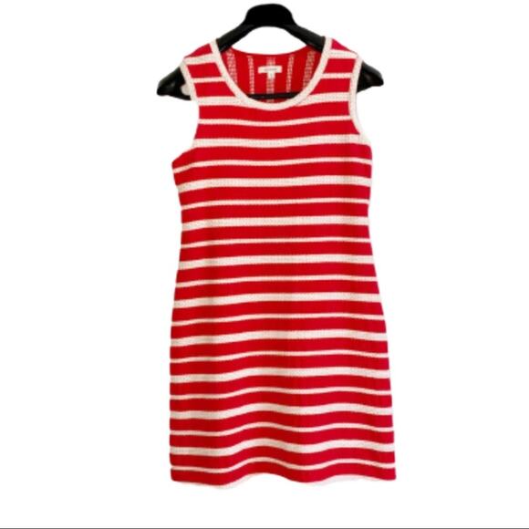 Max Studio Dress Red White Striped Cotton Nautical Sleeveless Scoop Neck Large - Picture 1 of 9